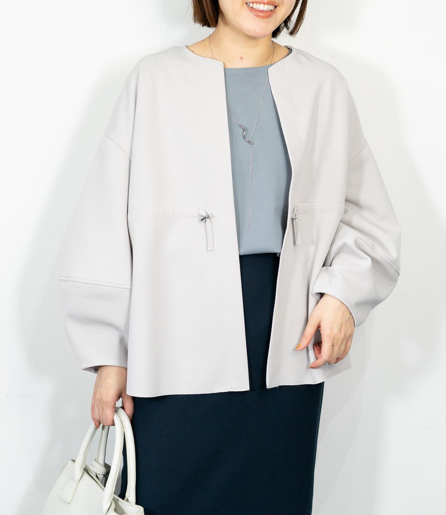 カットジョーゼットウエストマークブルゾン