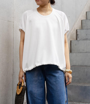 異素材切り替えドロストラグランカットソー