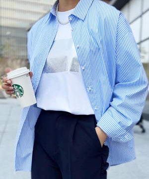 パール釦オーバーサイズシャツ