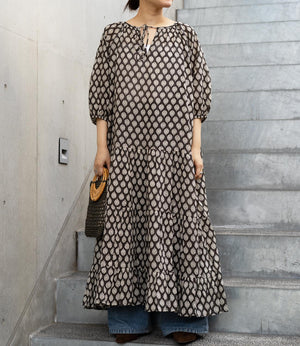 プリントティアードスキッパーワンピース