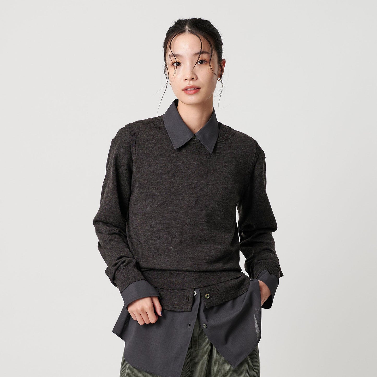 ウール レイヤードニット ウォッシャブル