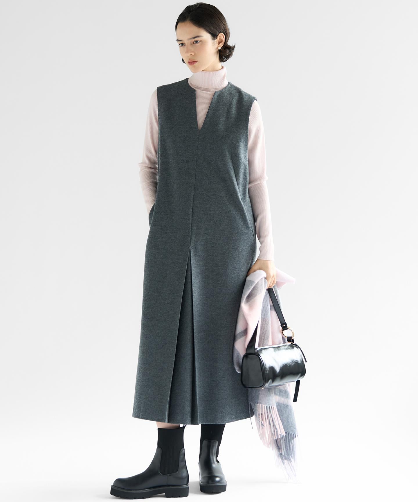 ウーステッドウール リブタートル ニット