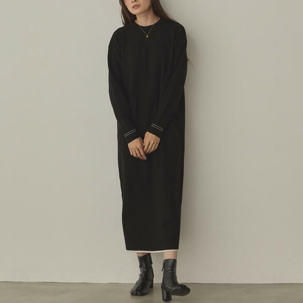 バイカラーストレートニットワンピース
