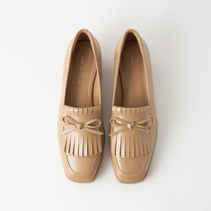 キルトリボン スリッポン シューズ / ローファー（3cmヒール）-撥水-