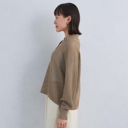 メッシュ スキッパー ニット プルオーバー -ウォッシャブル-