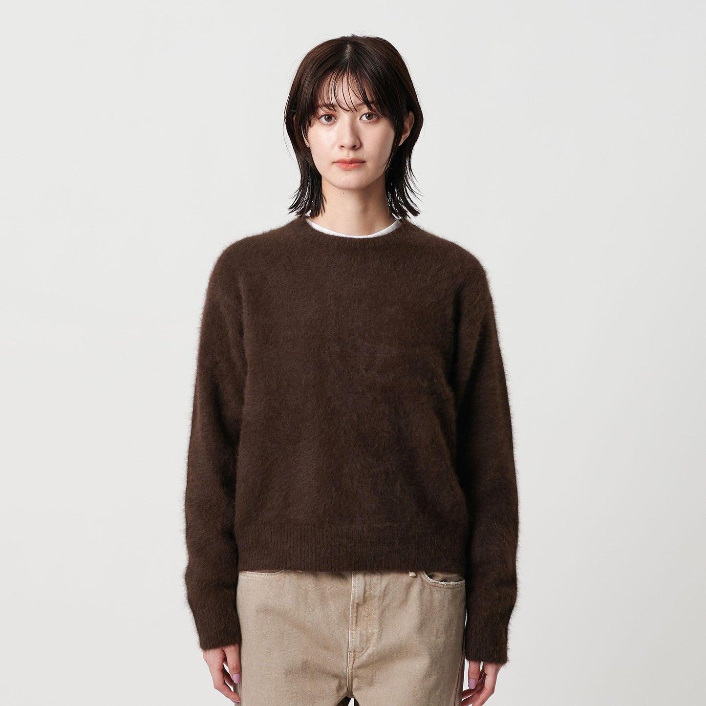 フォックスカシミヤブレンド クルーネックニットプルオーバー