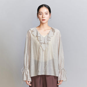 ストライプ ラッフルシャツ