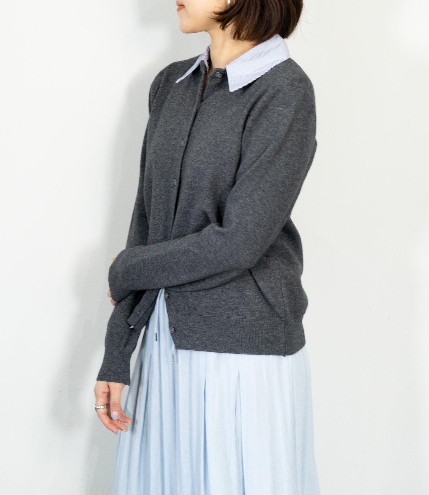 シャツカラードッキングカーディガン