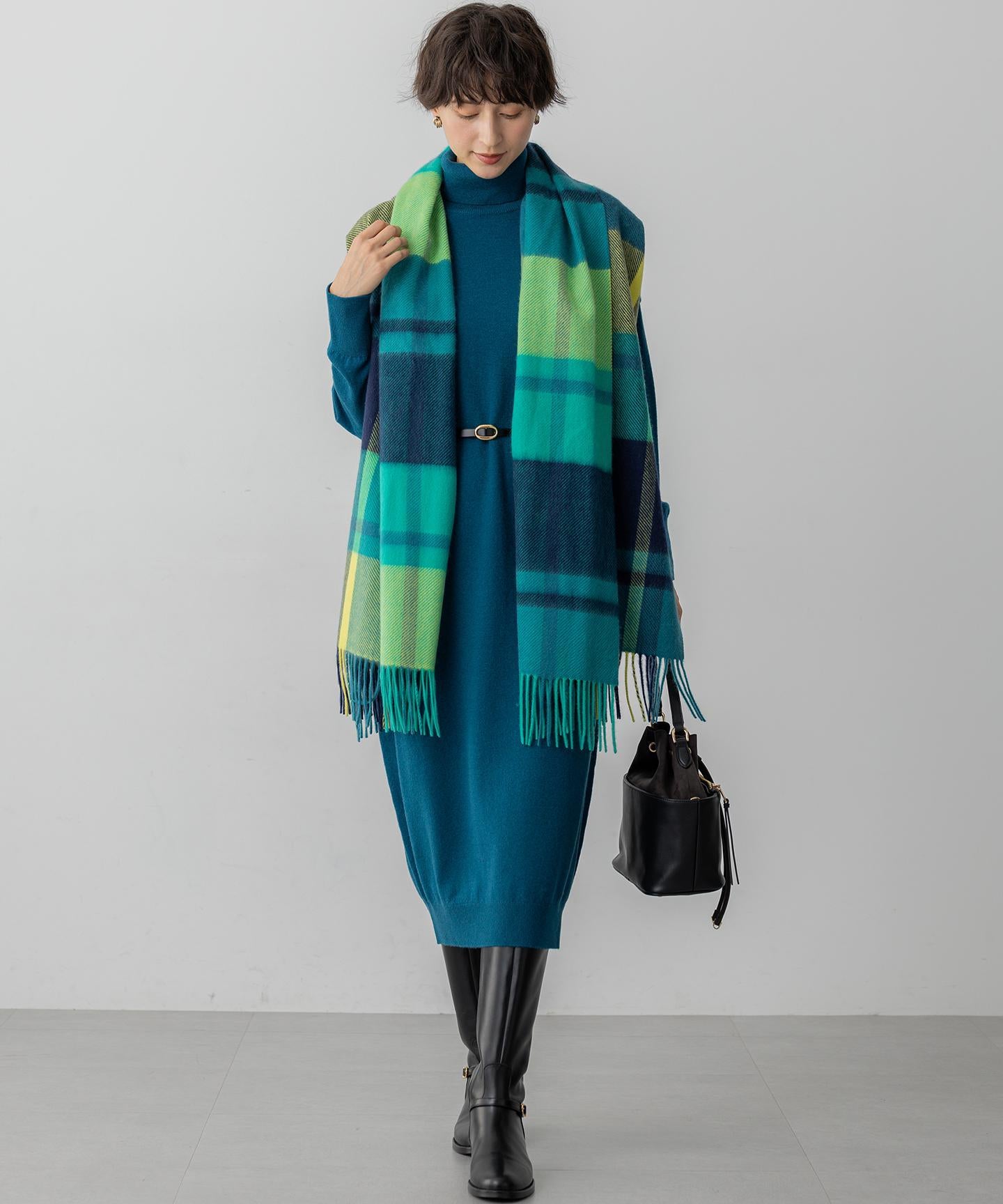 カシミヤ チェック ストール