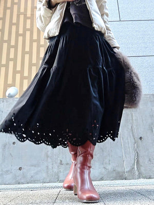 スエードパンチングティアードスカート