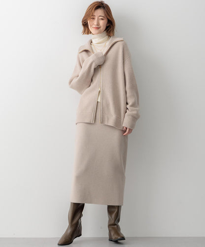 ウーステッドウール リブタートルネック ニット