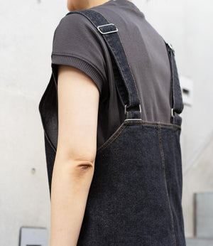 Vネックデニムオールインワン