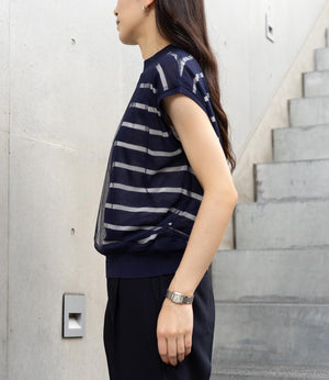 チュールレイヤードボーダーニット