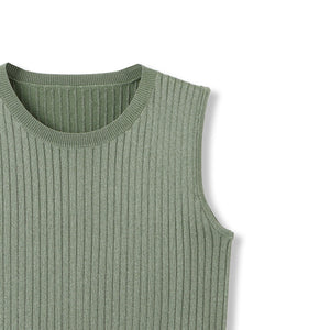 ブライトワイドリブスリーブレスニット≪手洗い可能≫