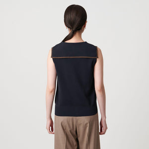 スカラップ セーラー ノースリーブ ニット ウォッシャブル