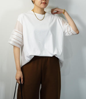 はしごレースシルケットカットソー