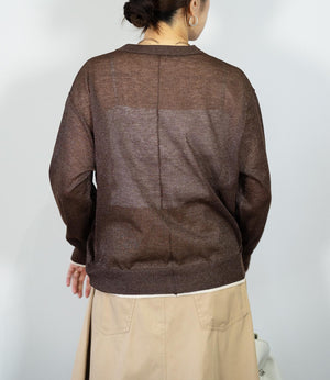 シアーラメバイカラーカーディガン