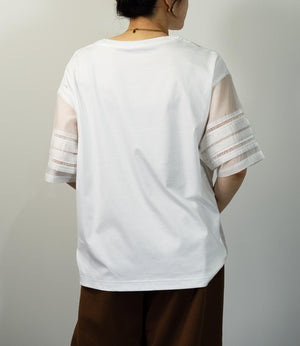 はしごレースシルケットカットソー