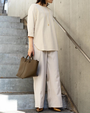 7分袖異素材切替カットソー