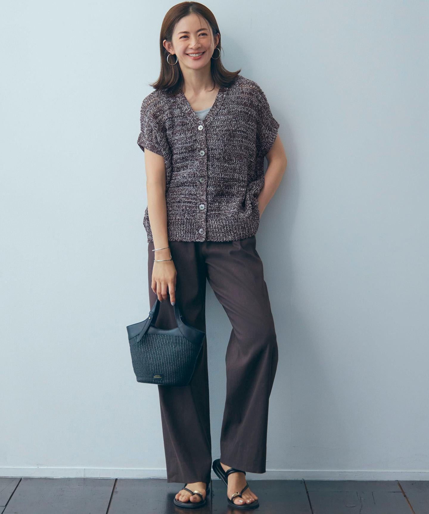 テープミックススカシ ドルマン ニットベスト