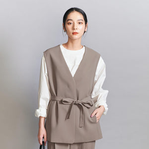 【WEB限定 Wardrobe DAILY MINIMAL】ダブルクロス リボンベルトジレ -ウォッシャブル-