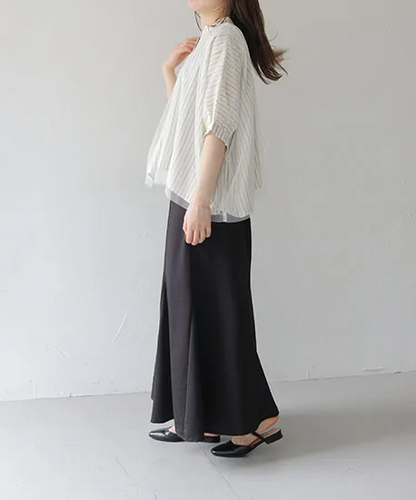 チュールレイヤードドレープブラウス