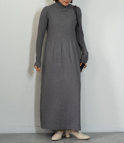 Vネックベストスリムワンピースアンサンブル