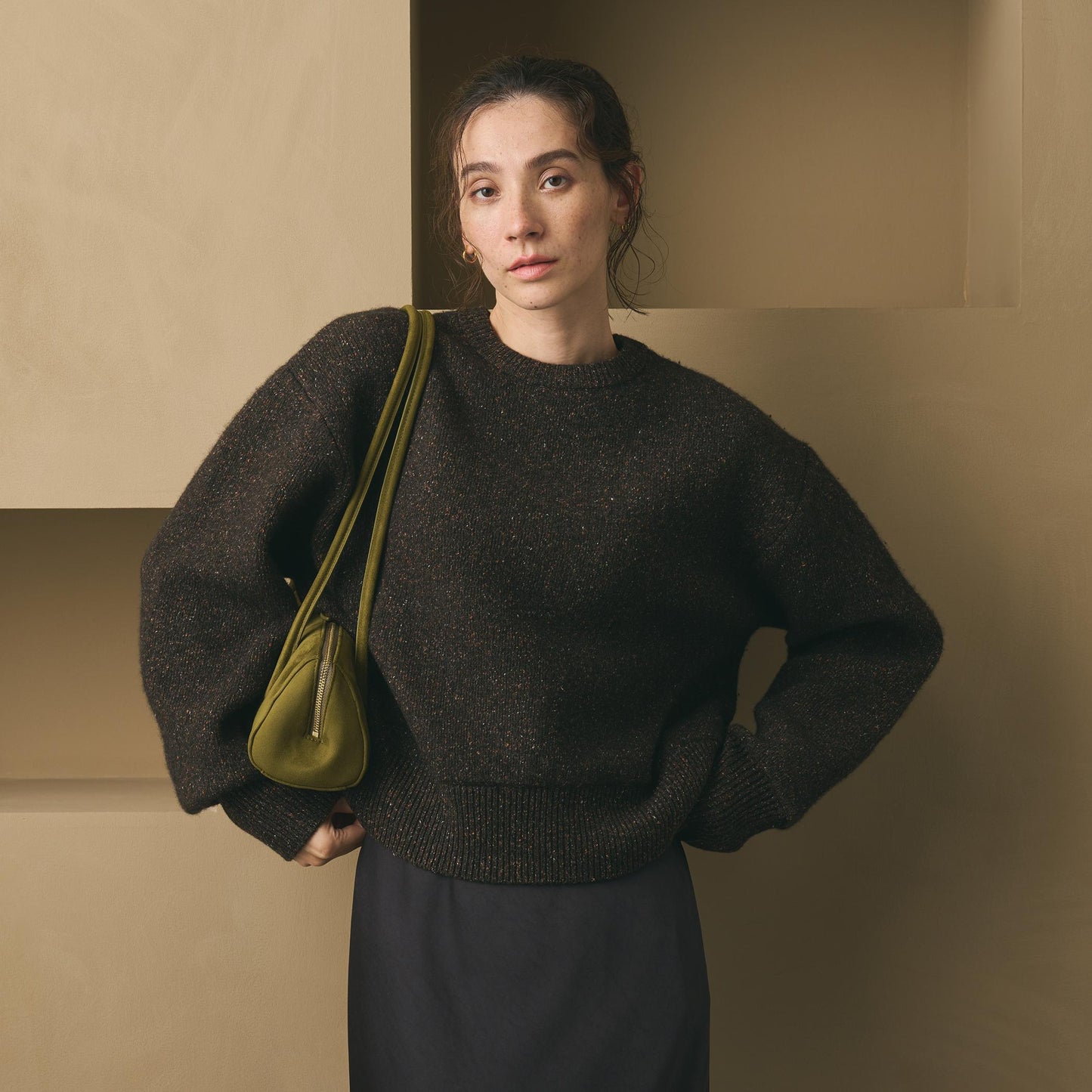 ウールブレンド シルクネップ ニットプルオーバー