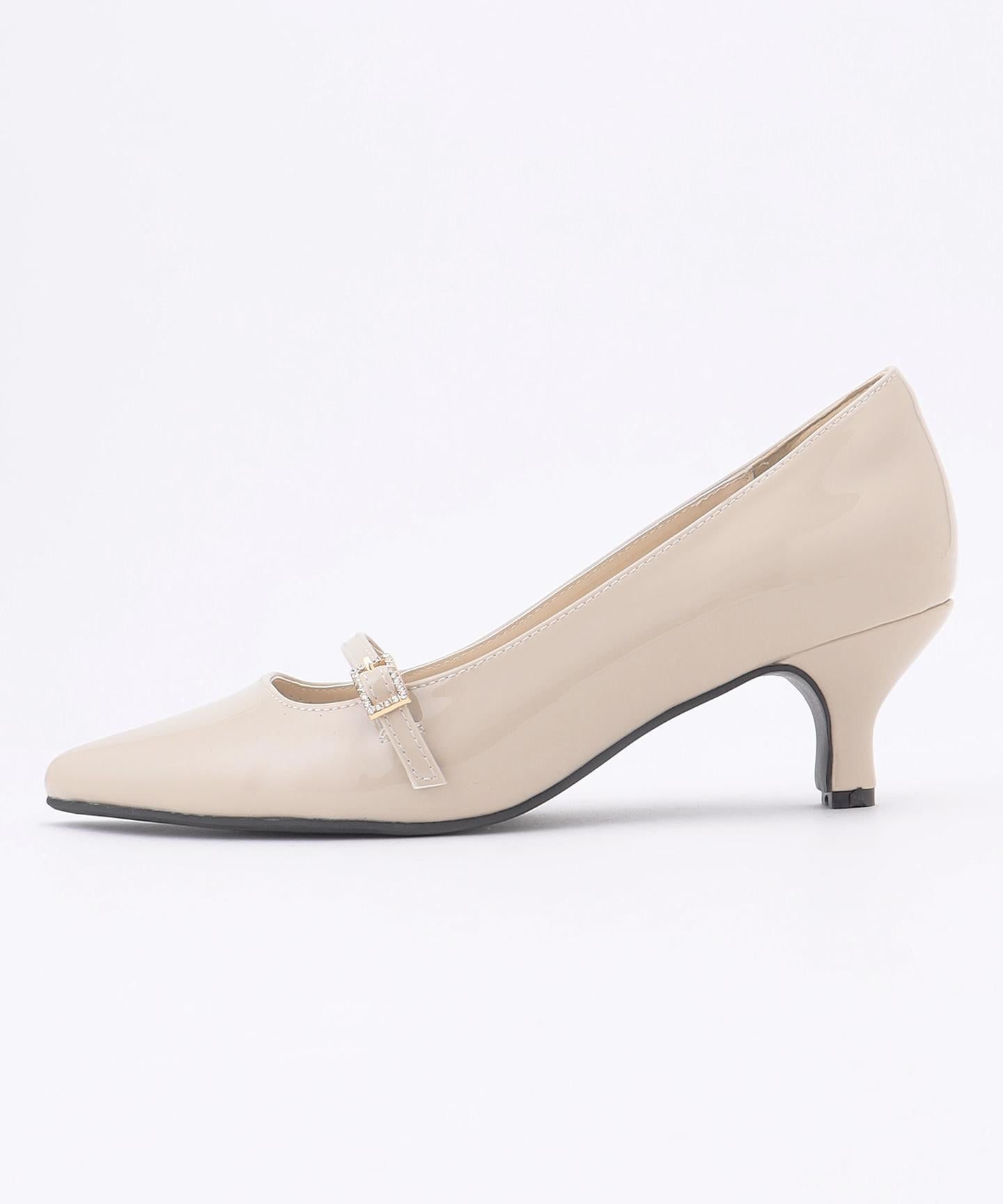 ミニストーンバックル パンプス