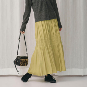 【WEB限定】シャーリング キリカエ フレアスカート