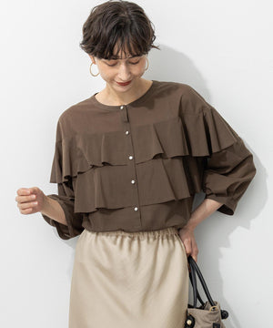 クリアトリコットジャージー フリルデザイン カットソー