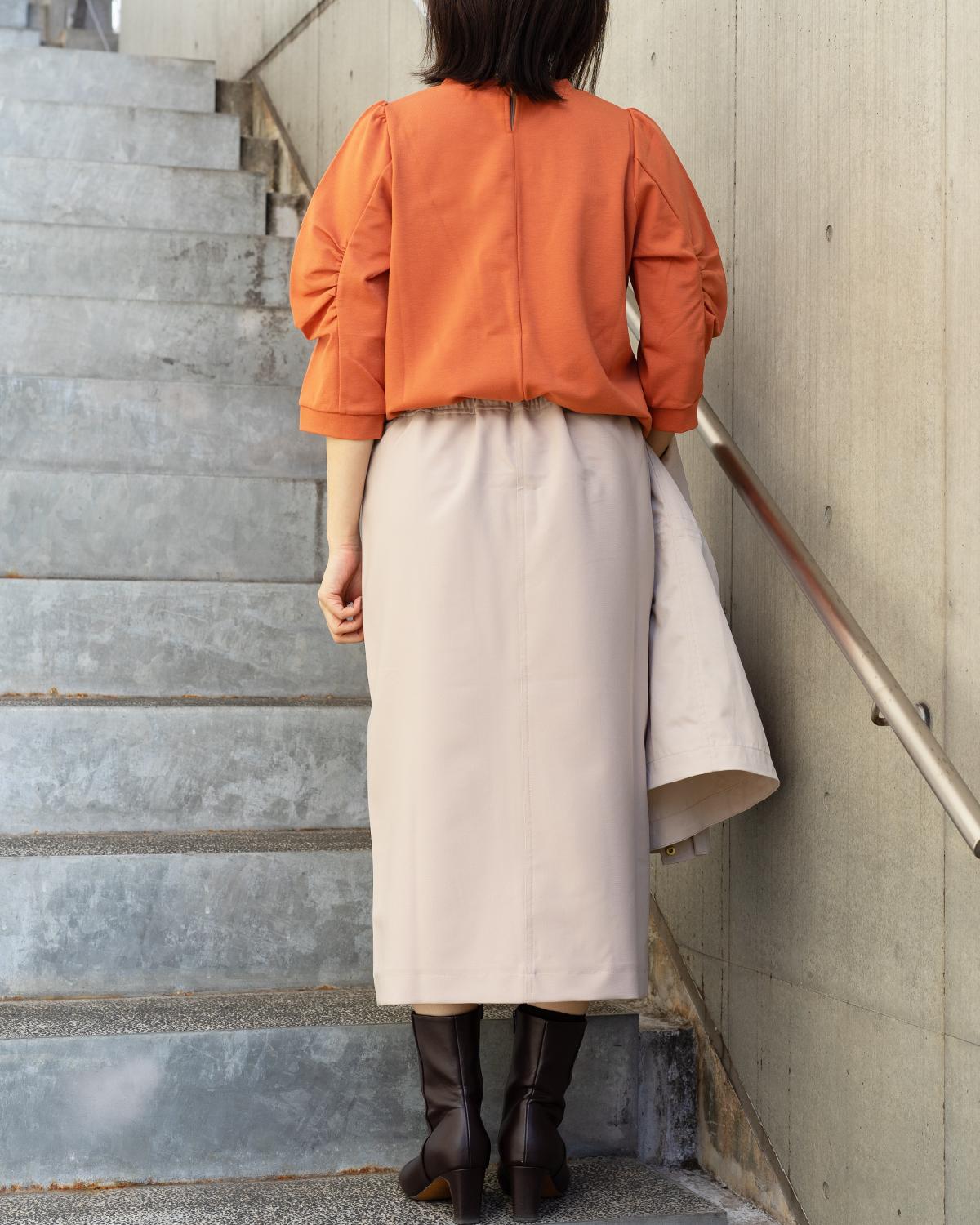 クルーネックボリュームスリーブカットソー