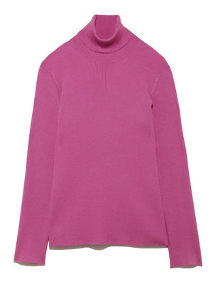 サイドスリットリブタートルニット