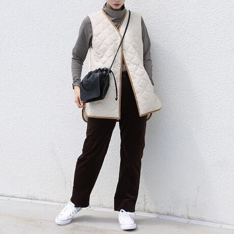 キルティングロングベスト