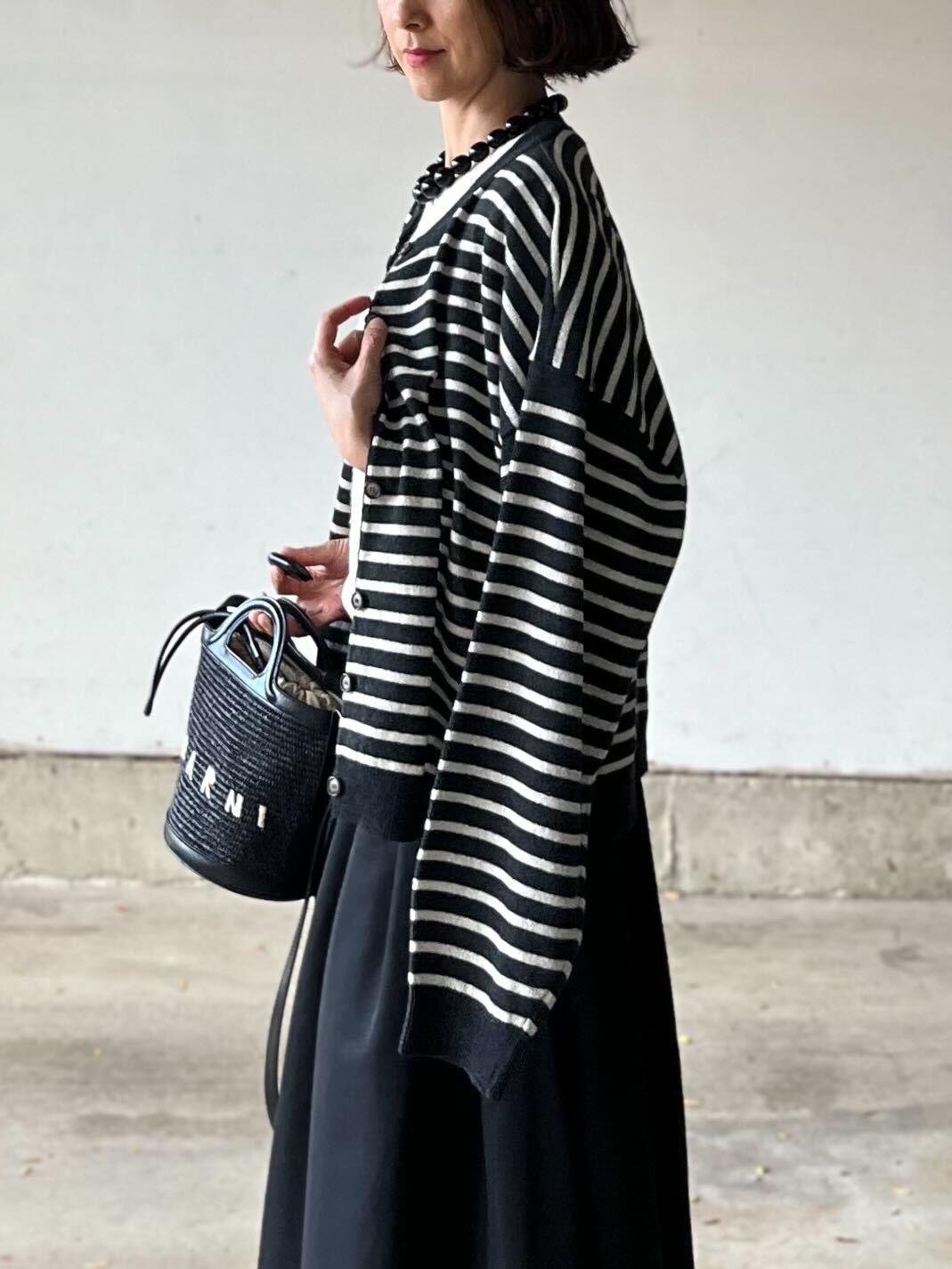 ゆったりボーダーニットカーディガン