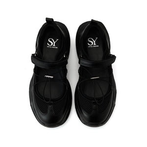 ＜SY＞レースアップベルクロ フラット50●↑