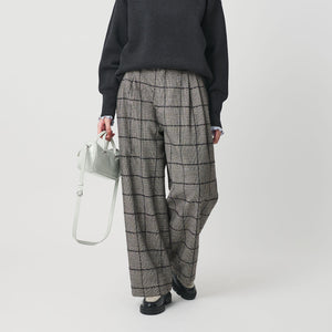 チェック ワイドタックパンツ