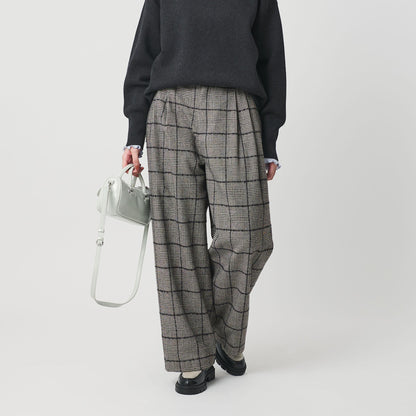 チェック ワイドタックパンツ