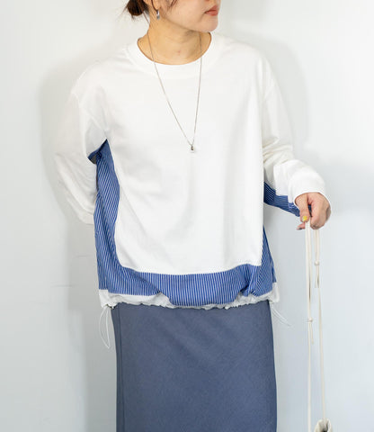 ストライプドッキングカットソー