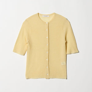 ウールナイロン クルーネックハーフスリーブカーディガン