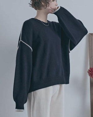 バイカラーラインニット