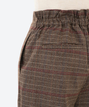 ワイドチェック柄ベルトパンツ