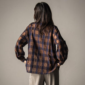 シアーオンブレチェックボウタイブラウス≪手洗い可能≫