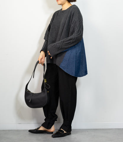 デニムドッキングケーブルニット