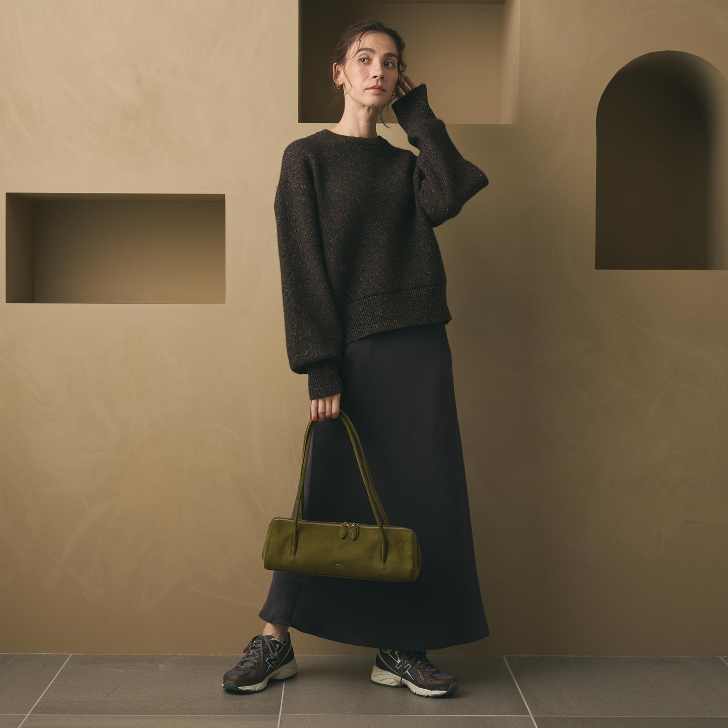 ウールブレンド シルクネップ ニットプルオーバー