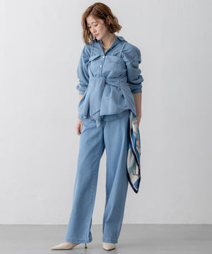 ライトダンガリー ワイドパンツ