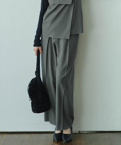 ウール2WAYストレッチ ワイドパンツ