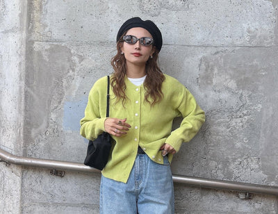 ラウンドボタンカーディガン