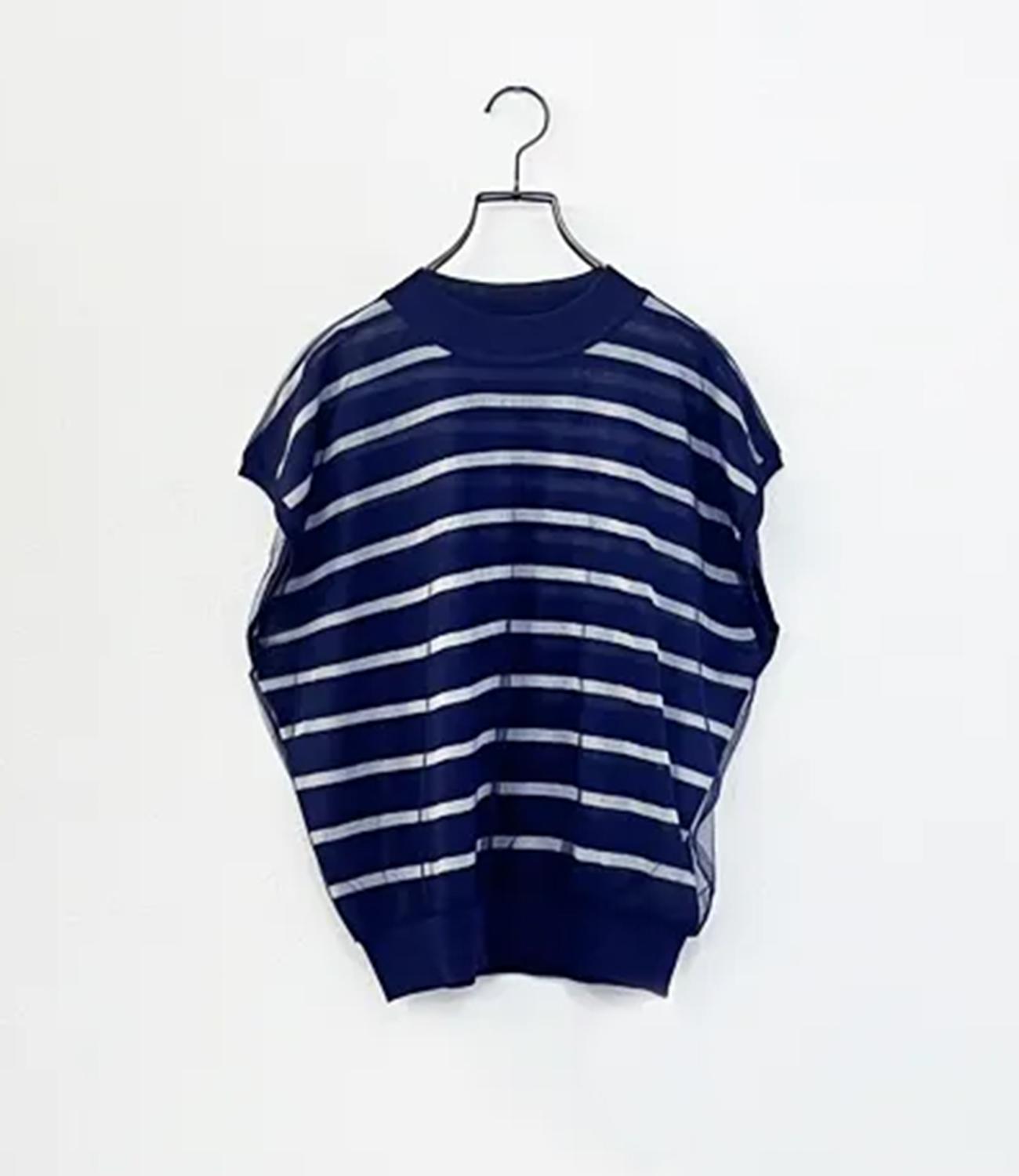 チュールレイヤードボーダーニット