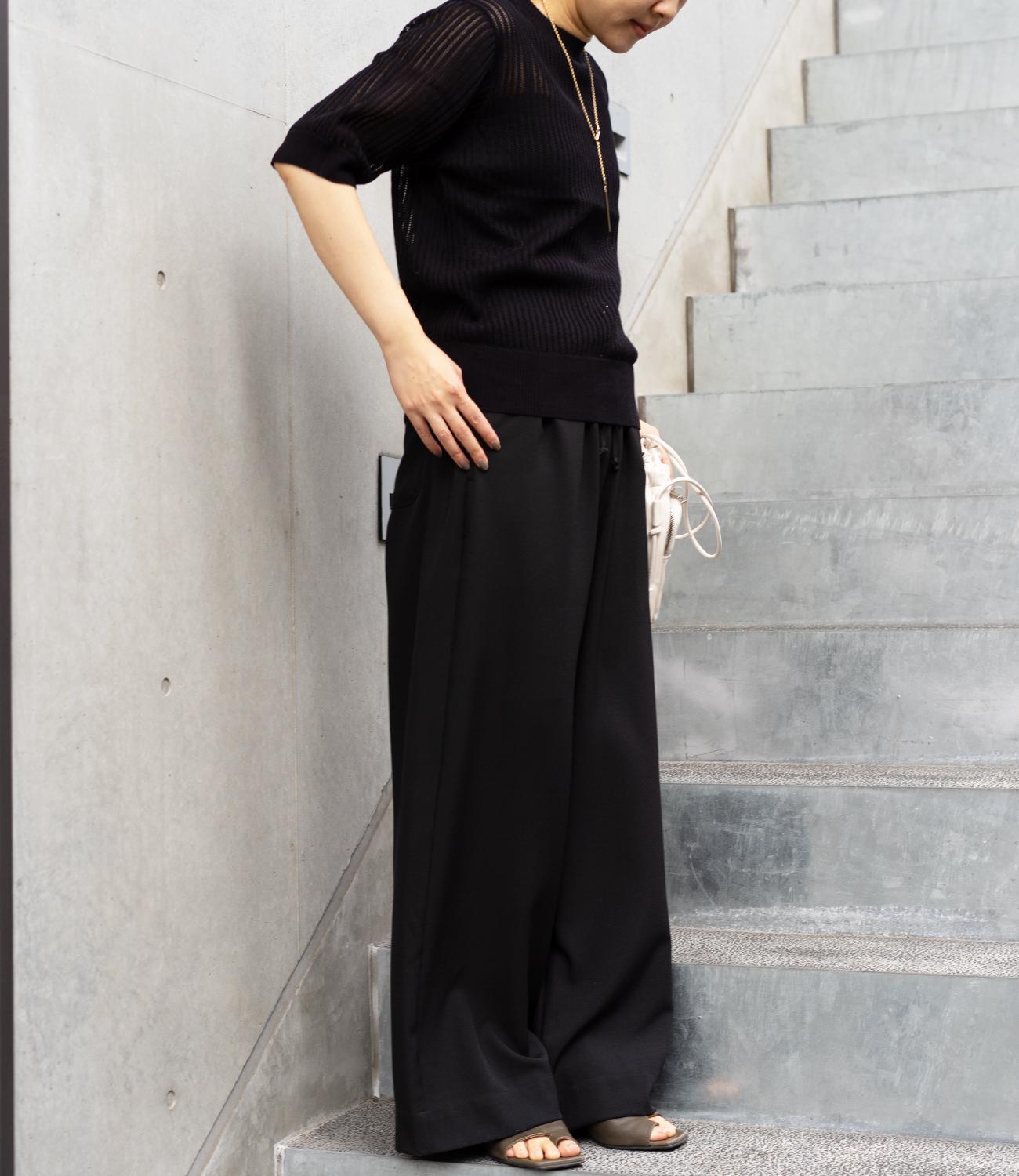 透かし柄編み5分袖ニット